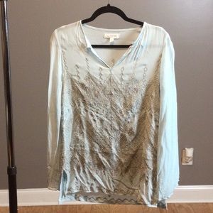 S NVELOP light blue embroidery shear tunic top/kurta